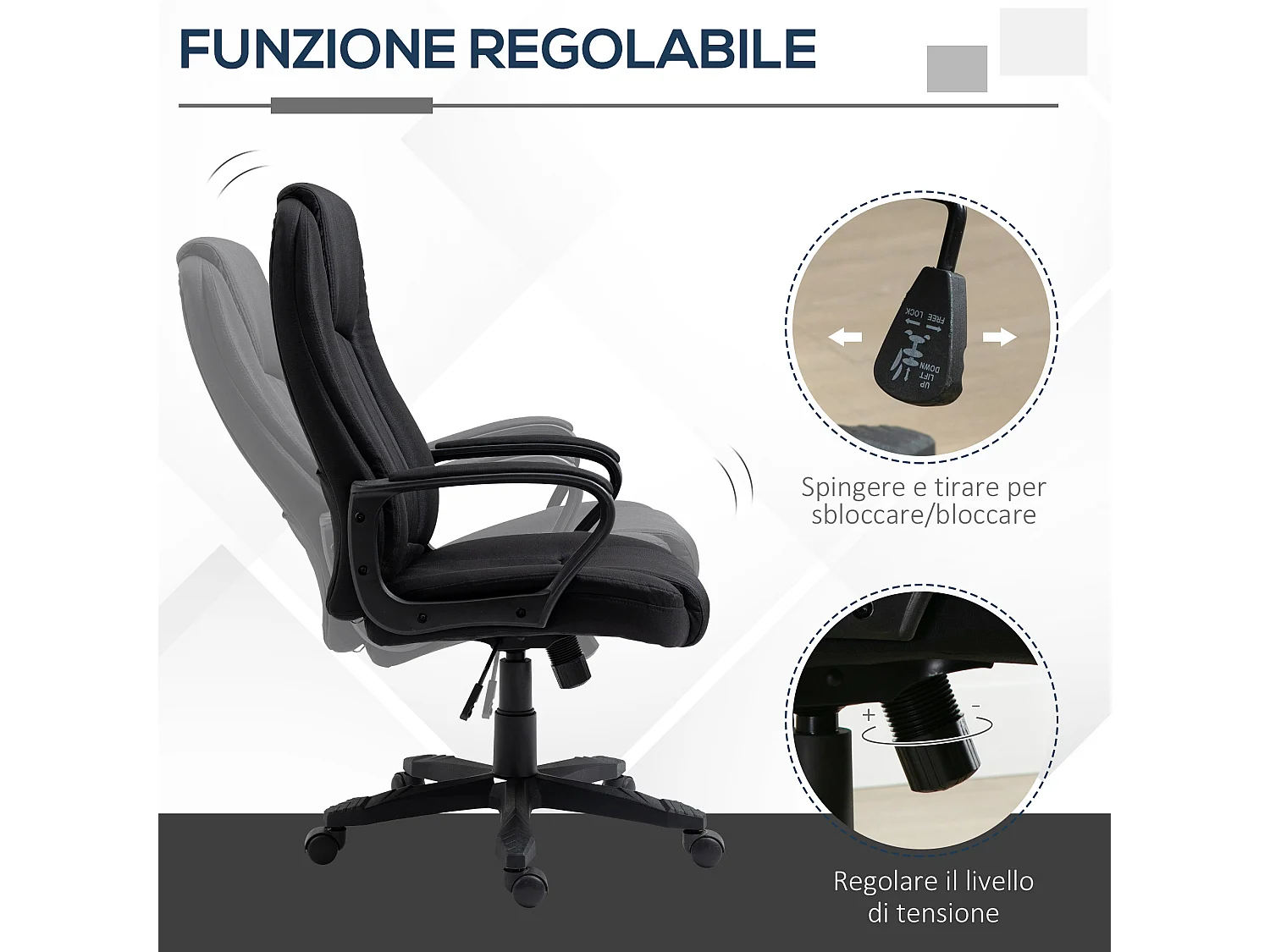 Poltrona da ufficio massaggiante ad altezza regolabile nera