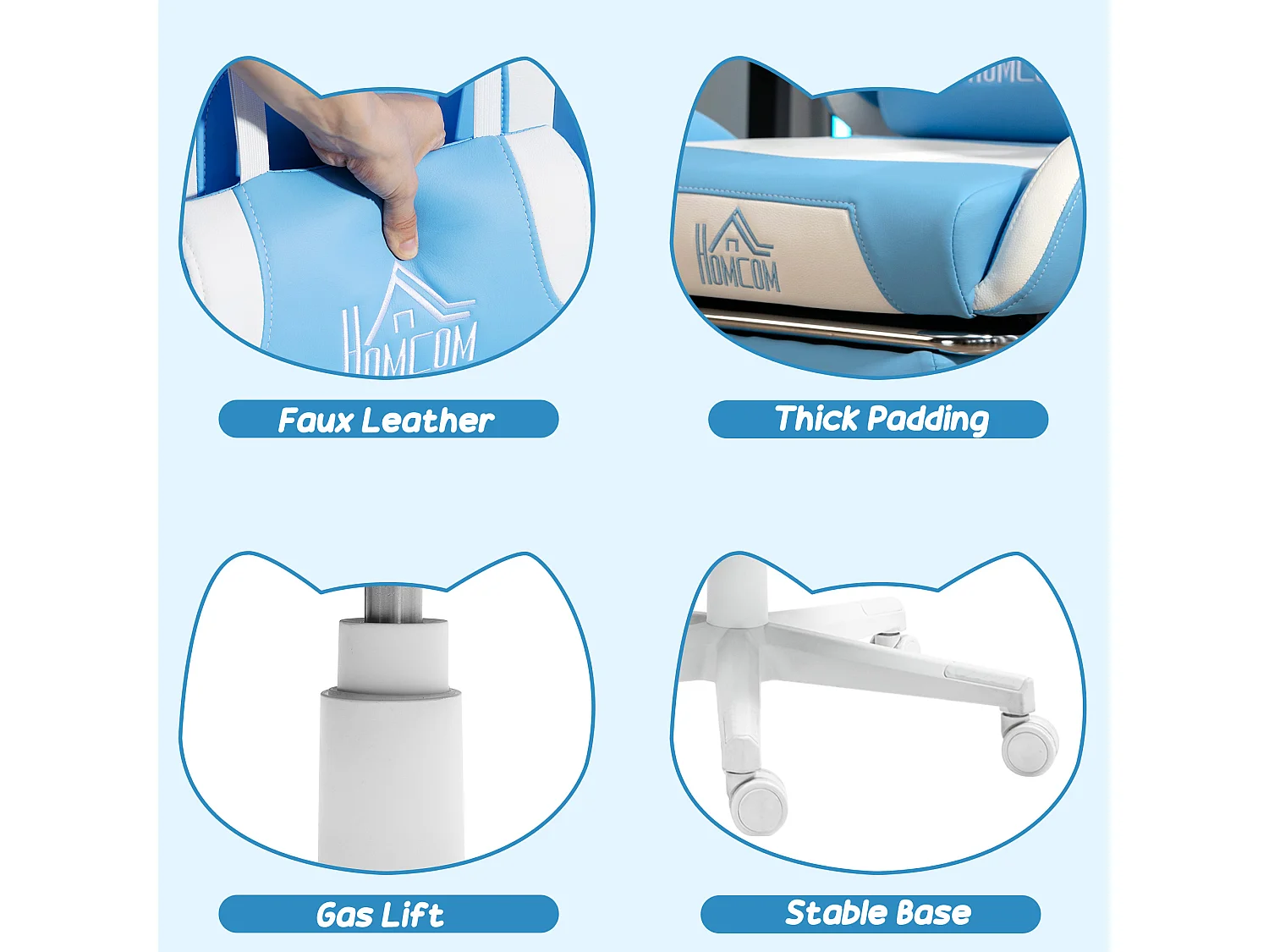 Sedia da gaming reclinabile con poggiapiedi e cuscini bianco e rosa