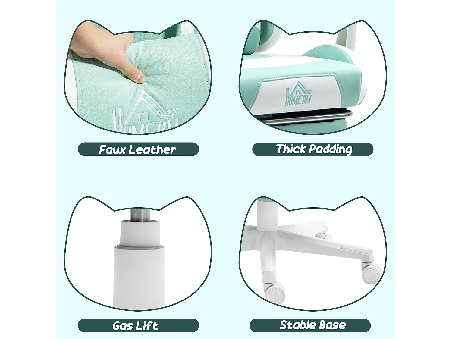 Sedia da gaming reclinabile con poggiapiedi e cuscini bianco e blu