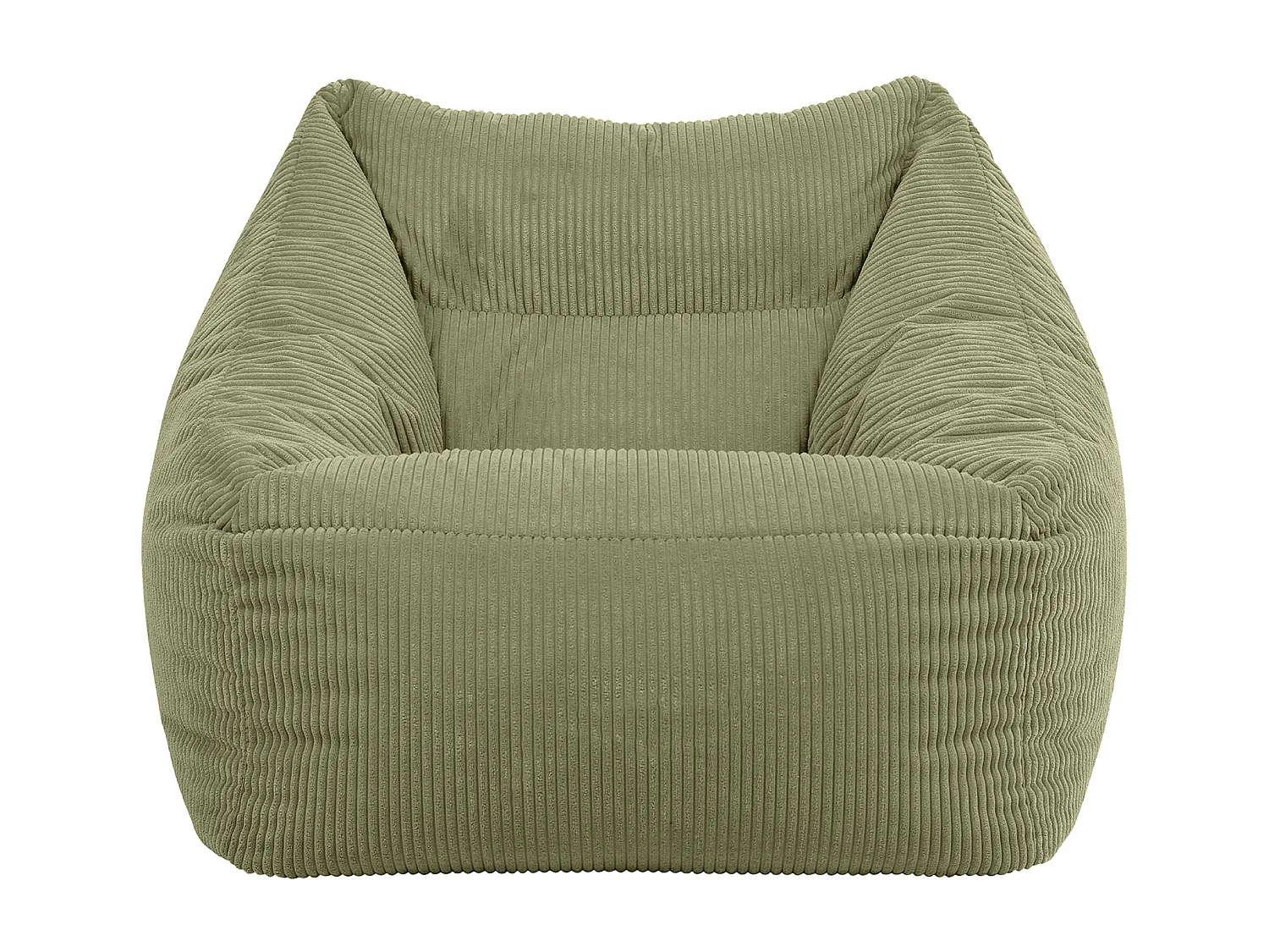 Pouf fauteuil salon ou chambre velours côtelé vert sauge - NATALIA