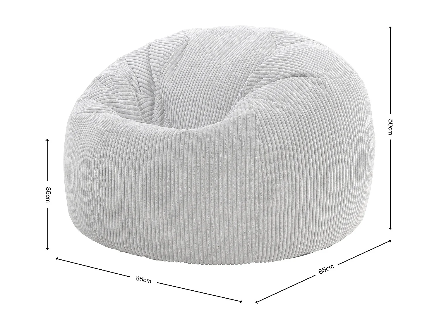 Pouf classique en velours côtelé, rose bubble-gum, chambre et salon - KINGSTON