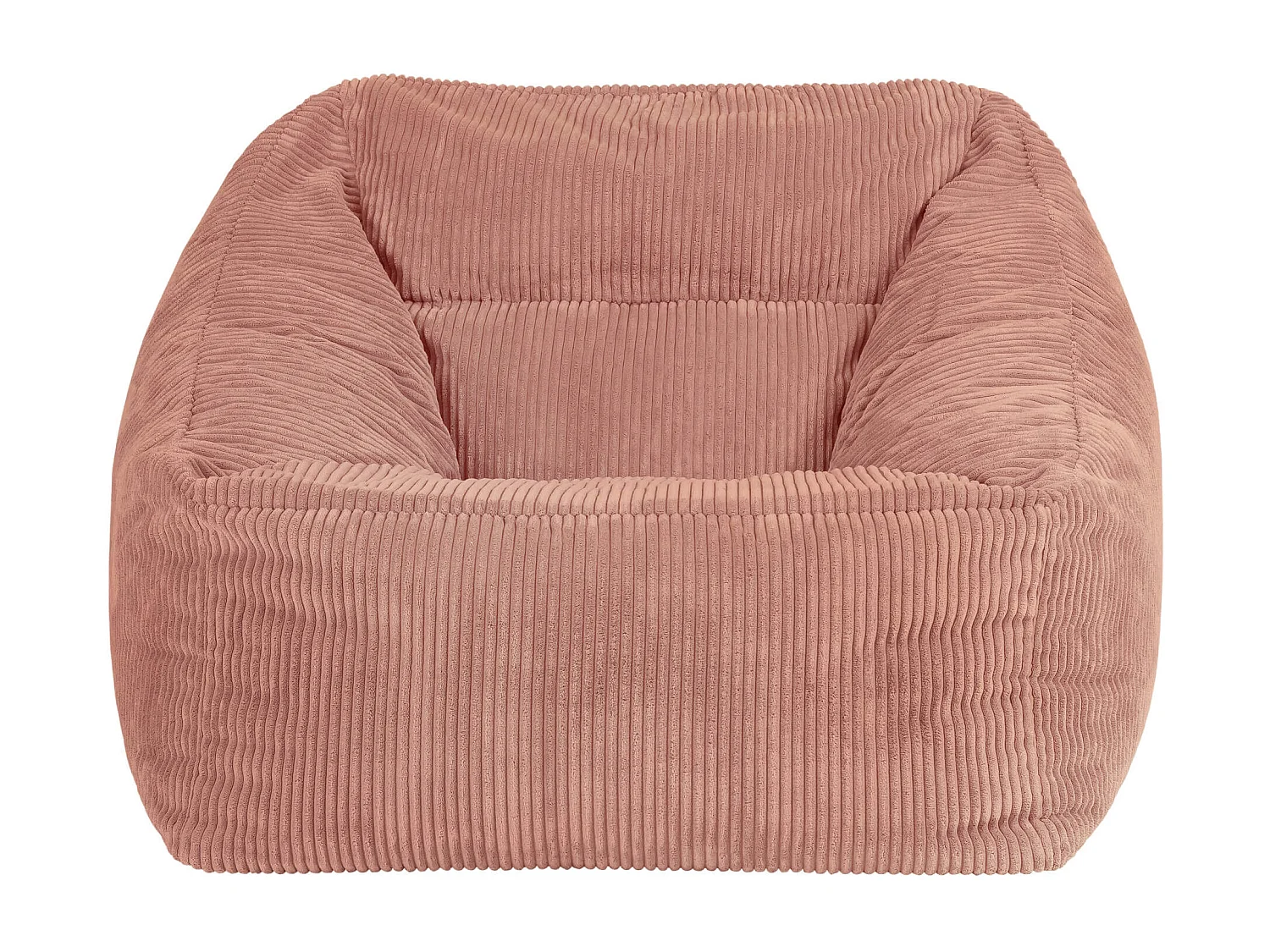 Pouf fauteuil salon ou chambre velours côtelé rose aube - NATALIA
