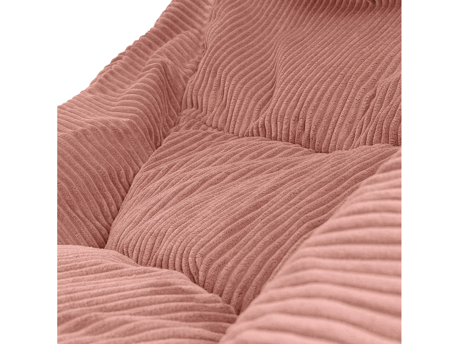 Pouf fauteuil salon ou chambre velours côtelé rose aube - NATALIA