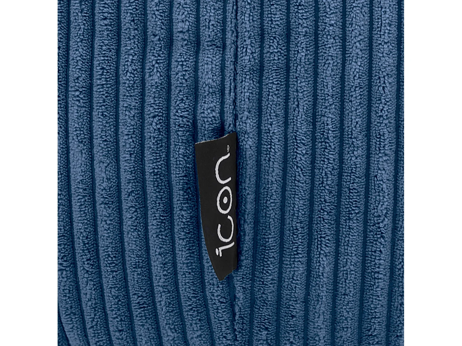 Pouf classique et son repose-pied carré velours côtelé, bleu jean, chambre et salon - KINGSTON