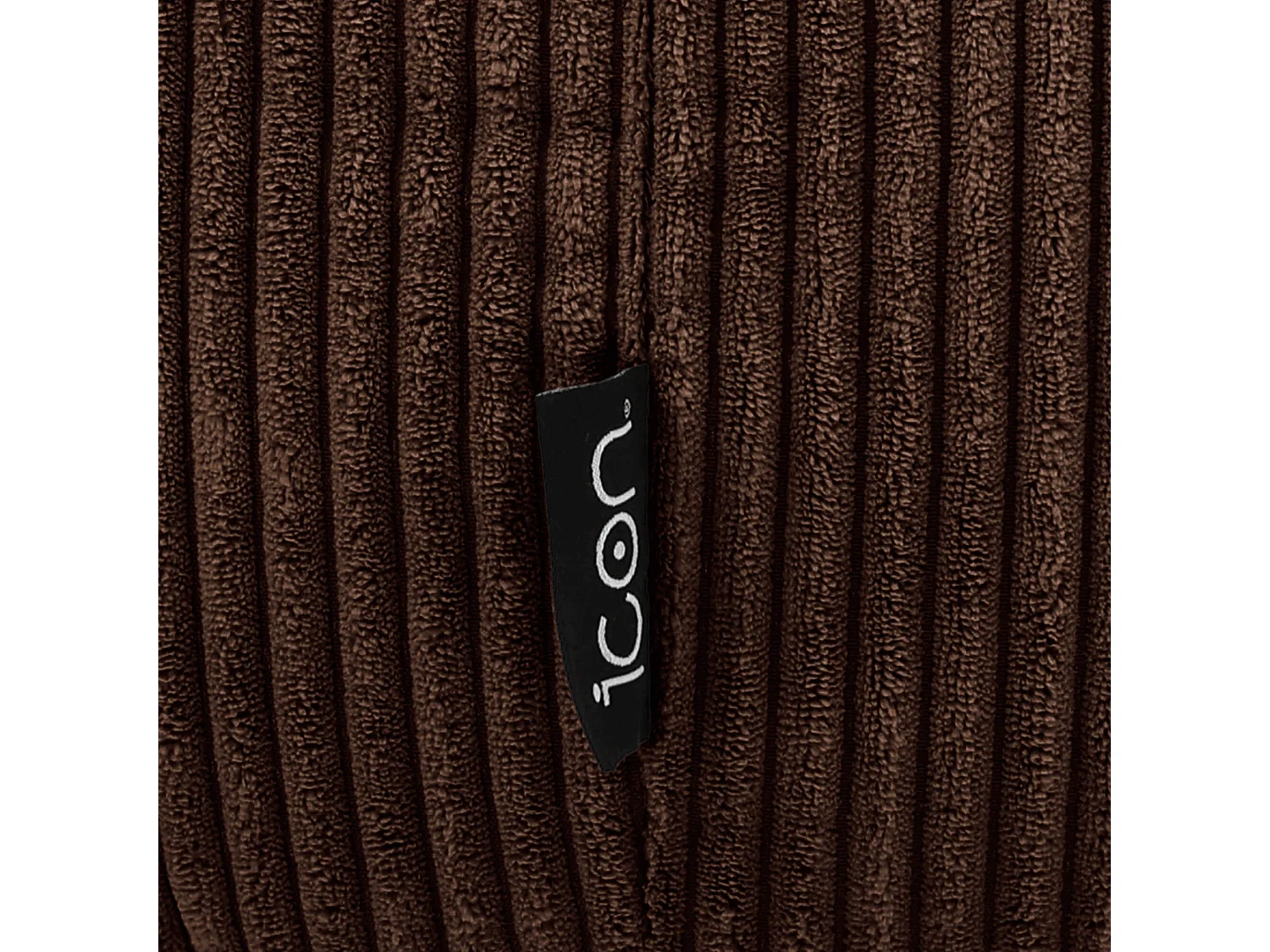 Pouf classique et son repose-pied carré velours côtelé, brun chocolat, chambre et salon - KINGSTON