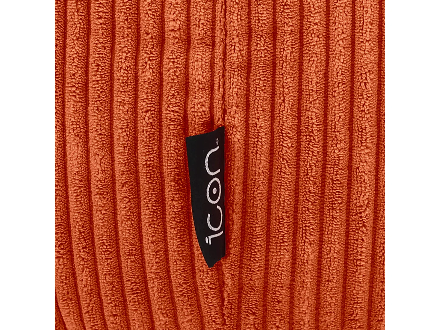 Pouf classique et son repose-pied carré velours côtelé, orange terracotta, chambre et salon - KINGSTON