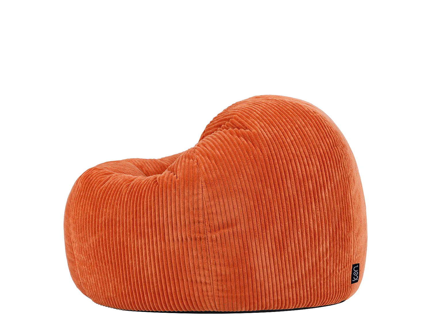 Pouf classique et son repose-pied carré velours côtelé, orange terracotta, chambre et salon - KINGSTON