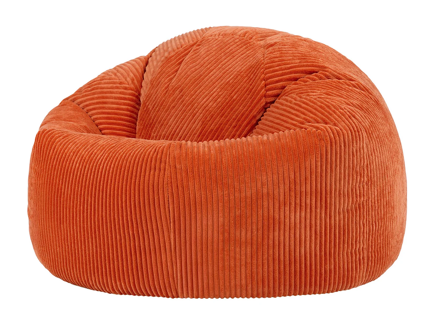 Pouf classique en velours côtelé, orange terracotta, chambre et salon - KINGSTON