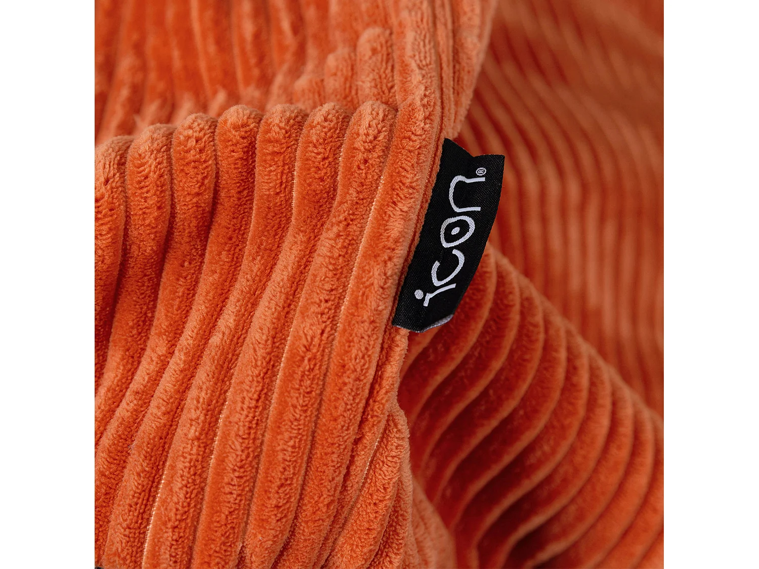 Pouf classique en velours côtelé, orange terracotta, chambre et salon - KINGSTON