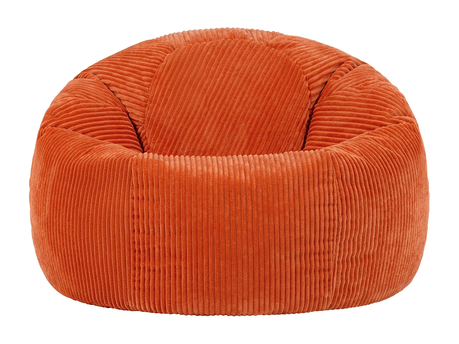 Pouf classique en velours côtelé, orange terracotta, chambre et salon - KINGSTON