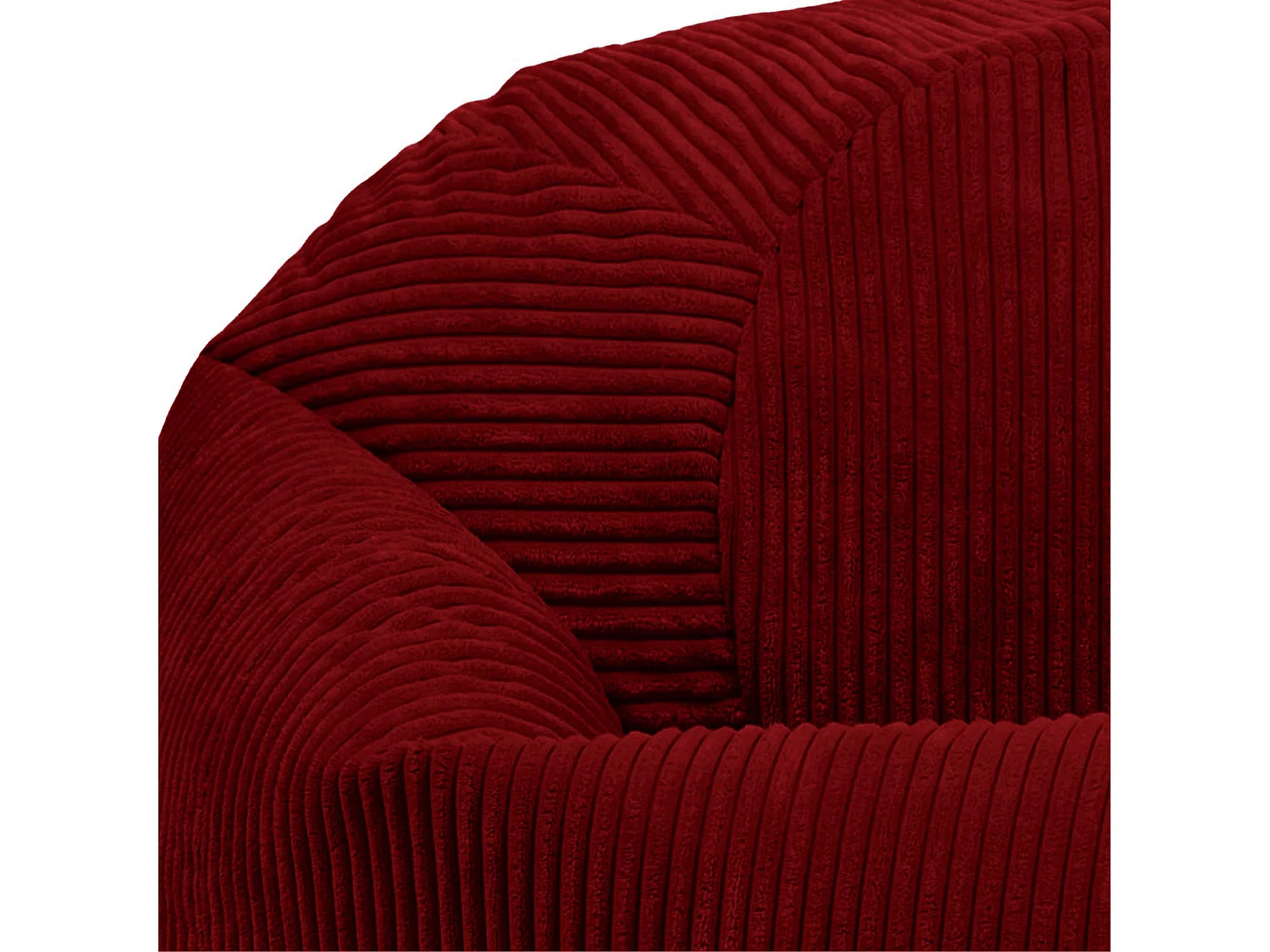 Pouf classique et son repose-pied carré velours côtelé, rouge bordeaux, chambre et salon - KINGSTON