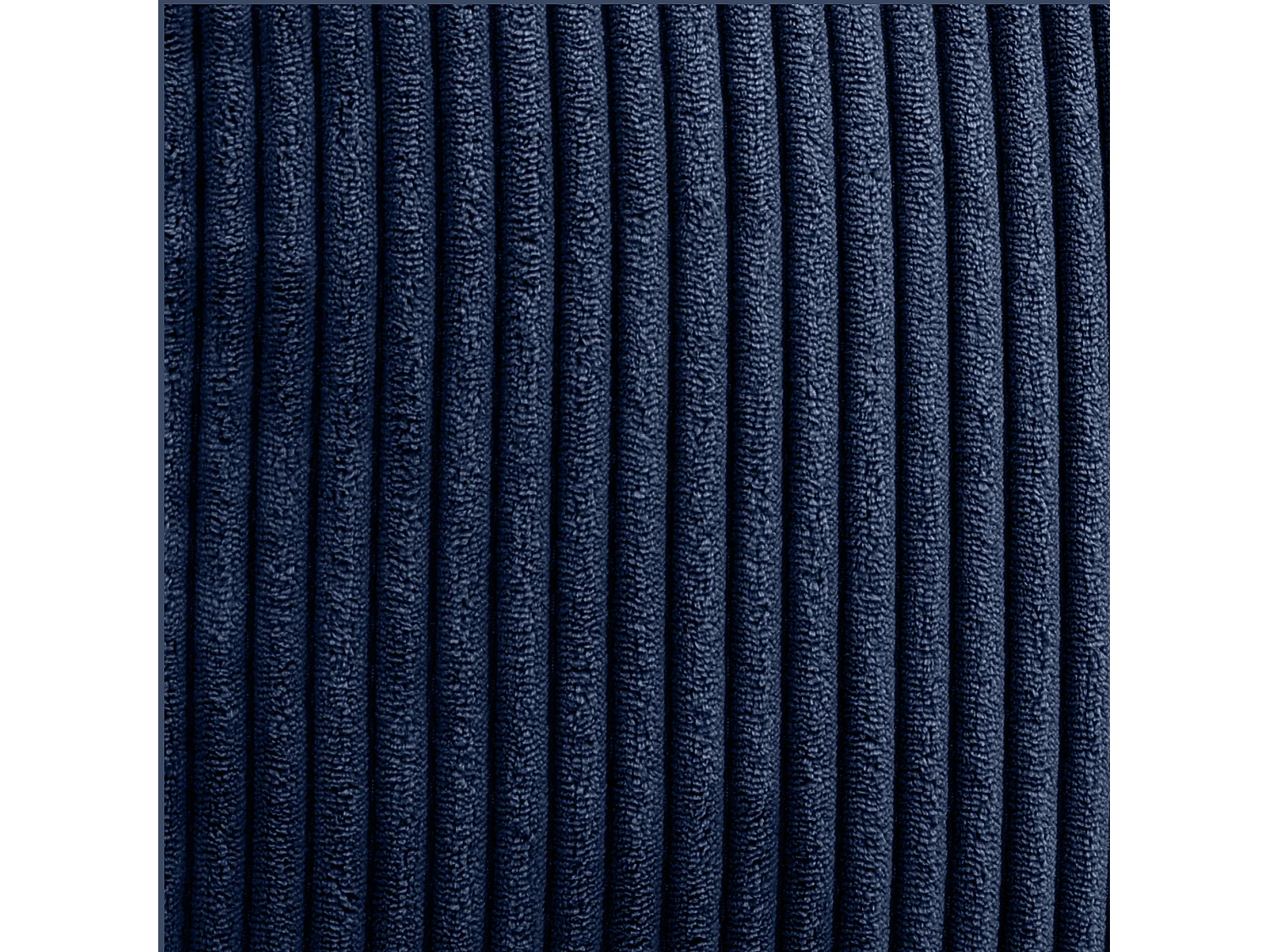 Pouf classique et son repose-pied carré velours côtelé, bleu marine, chambre et salon - KINGSTON