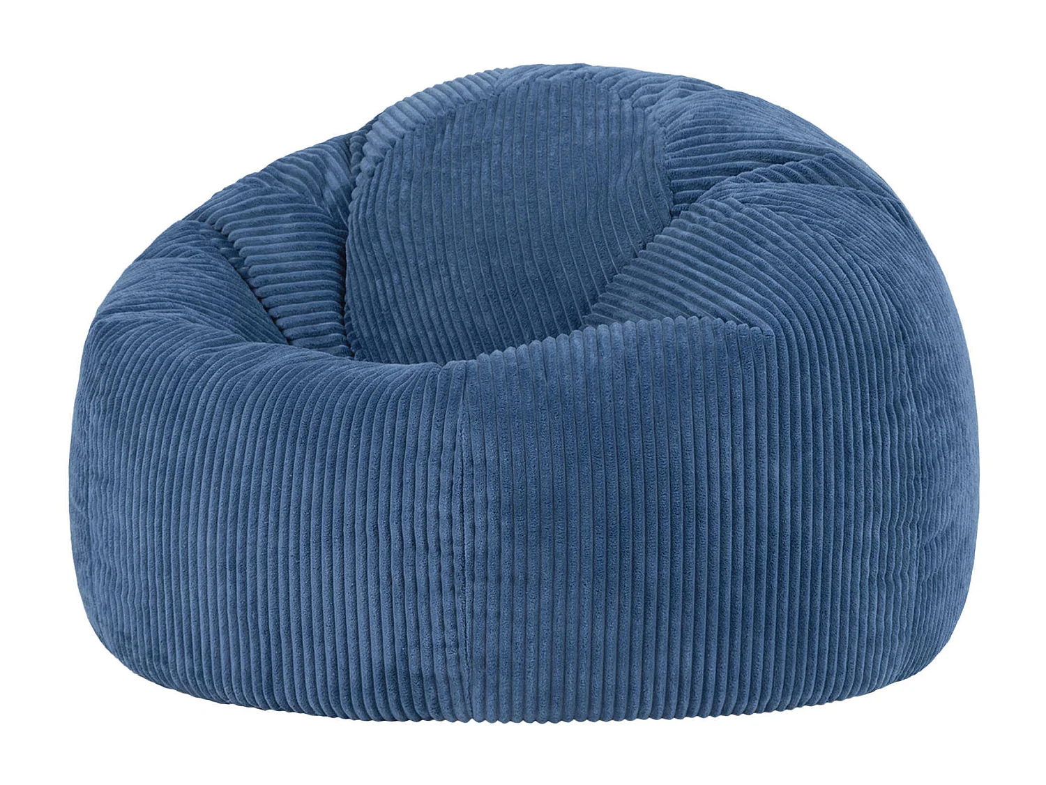 Pouf classique en velours côtelé, bleu jean, chambre et salon - KINGSTON