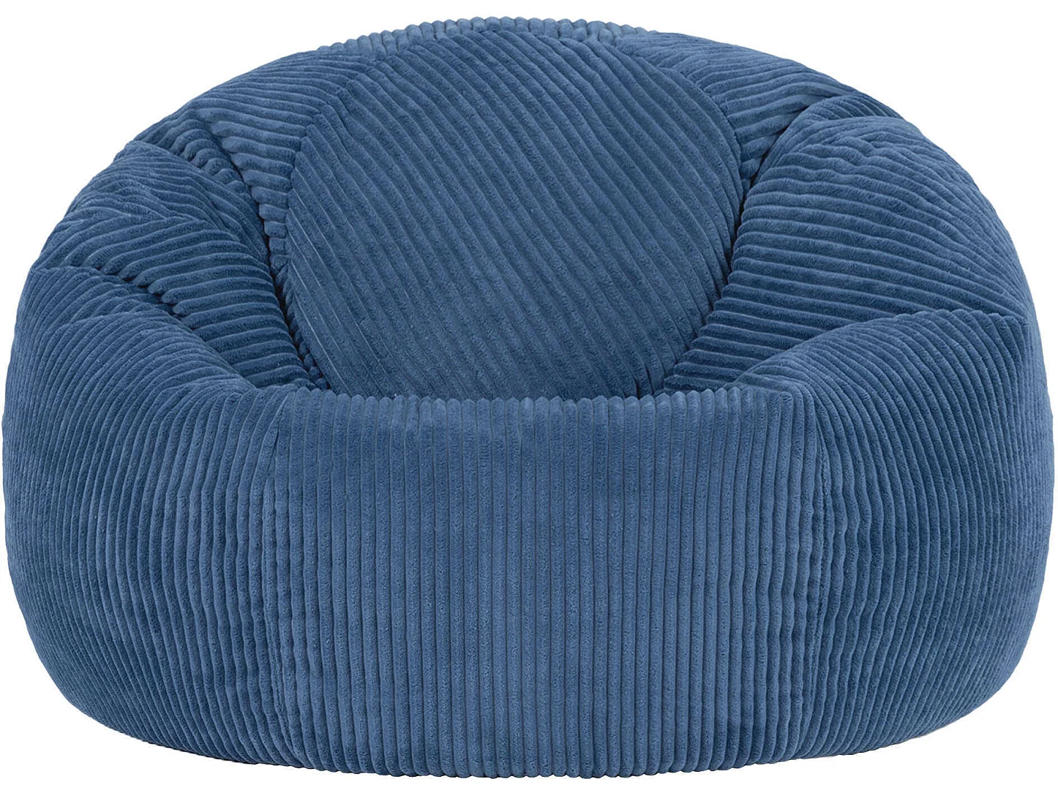 Pouf classique en velours côtelé, bleu jean, chambre et salon - KINGSTON