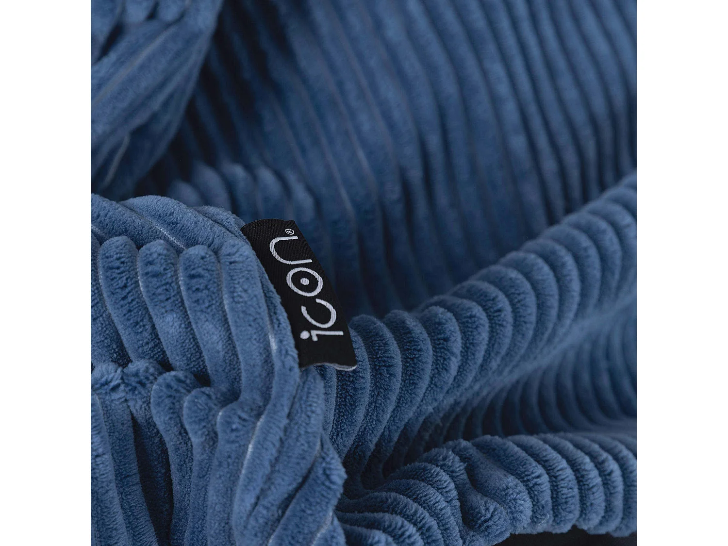 Pouf classique en velours côtelé, bleu jean, chambre et salon - KINGSTON