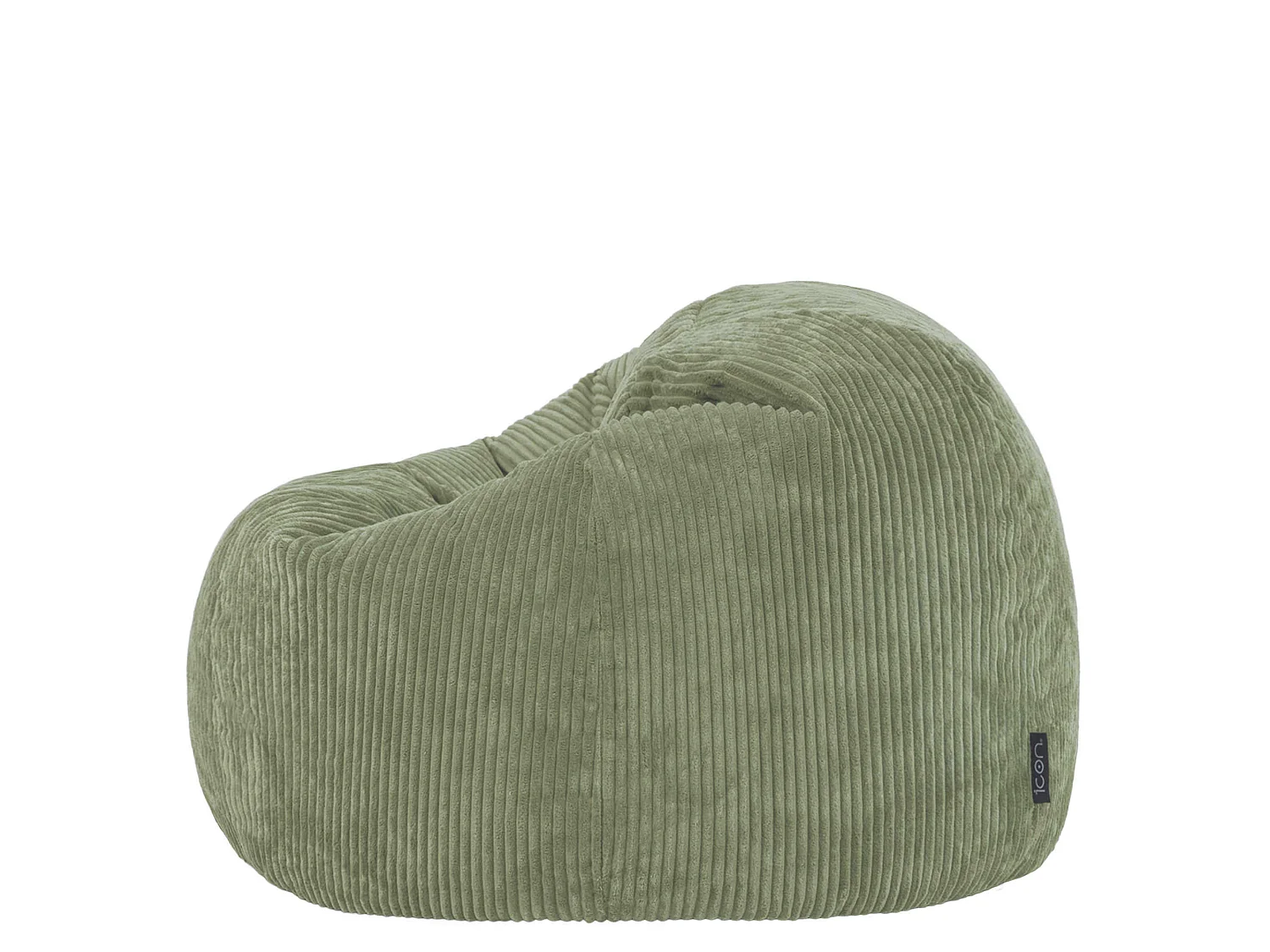 Pouf classique et son repose-pied carré velours côtelé, vert sauge, chambre et salon - KINGSTON