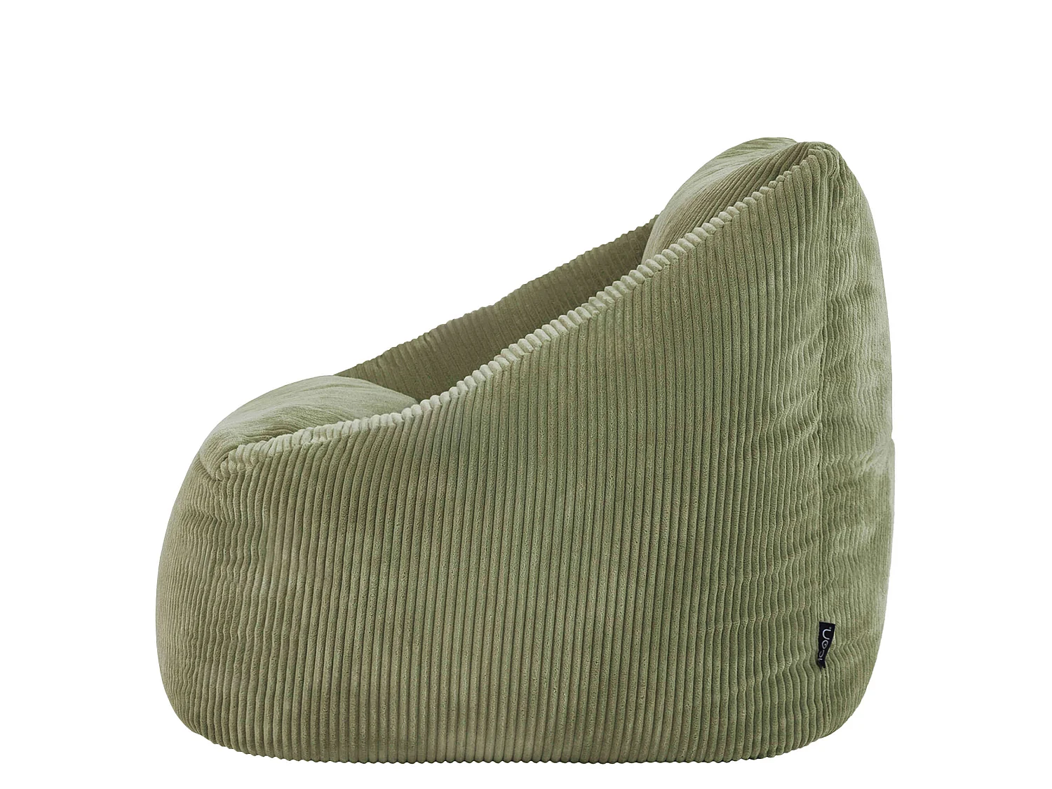 Pouf fauteuil avec repose-pied rond velours côtelé vert sauge, salon ou chambre - NATALIA