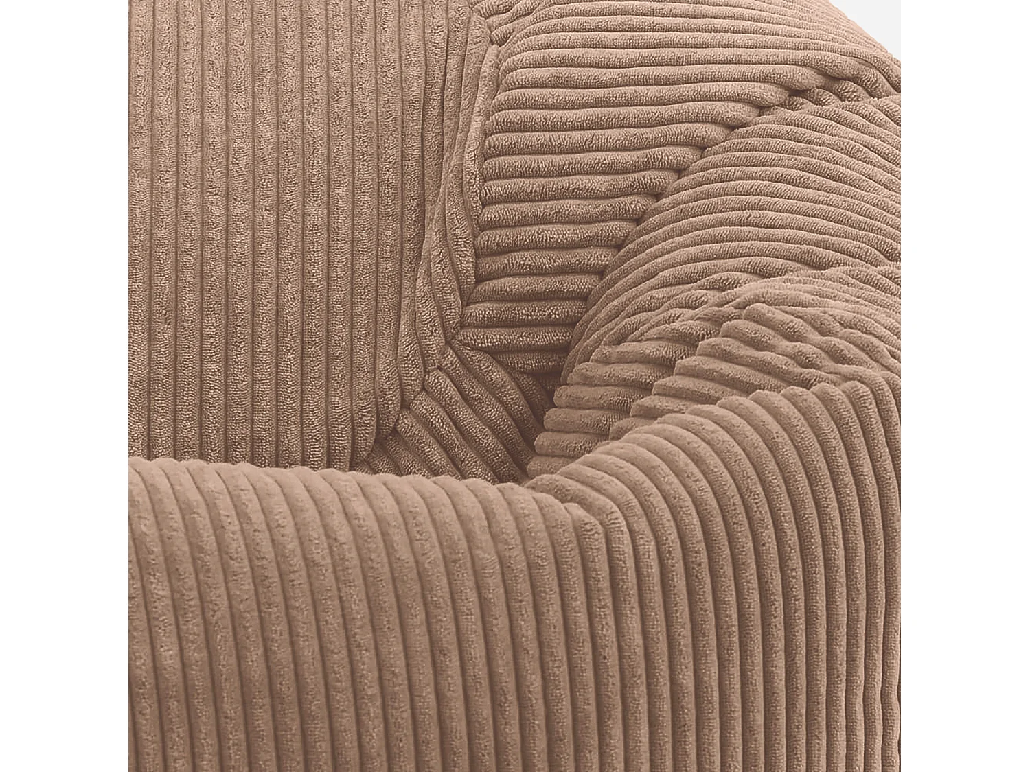 Pouf classique et son repose-pied carré velours côtelé, brun moka, chambre et salon - KINGSTON