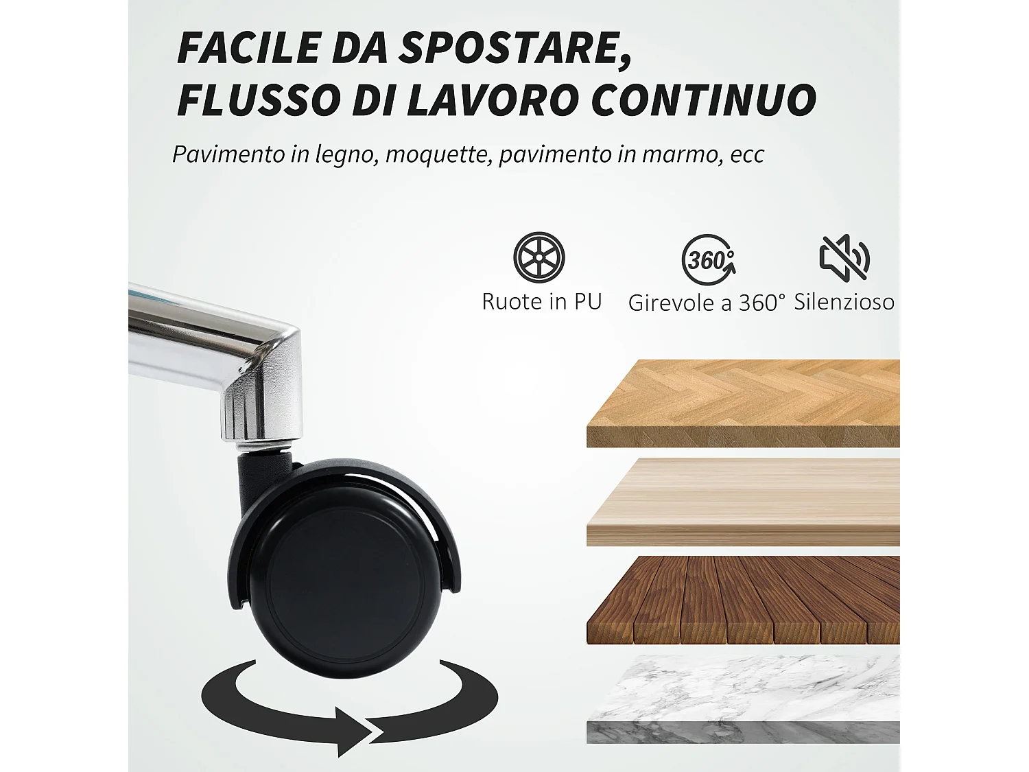 Sedia per scrivania ad altezza regolabile in silicone pu blu