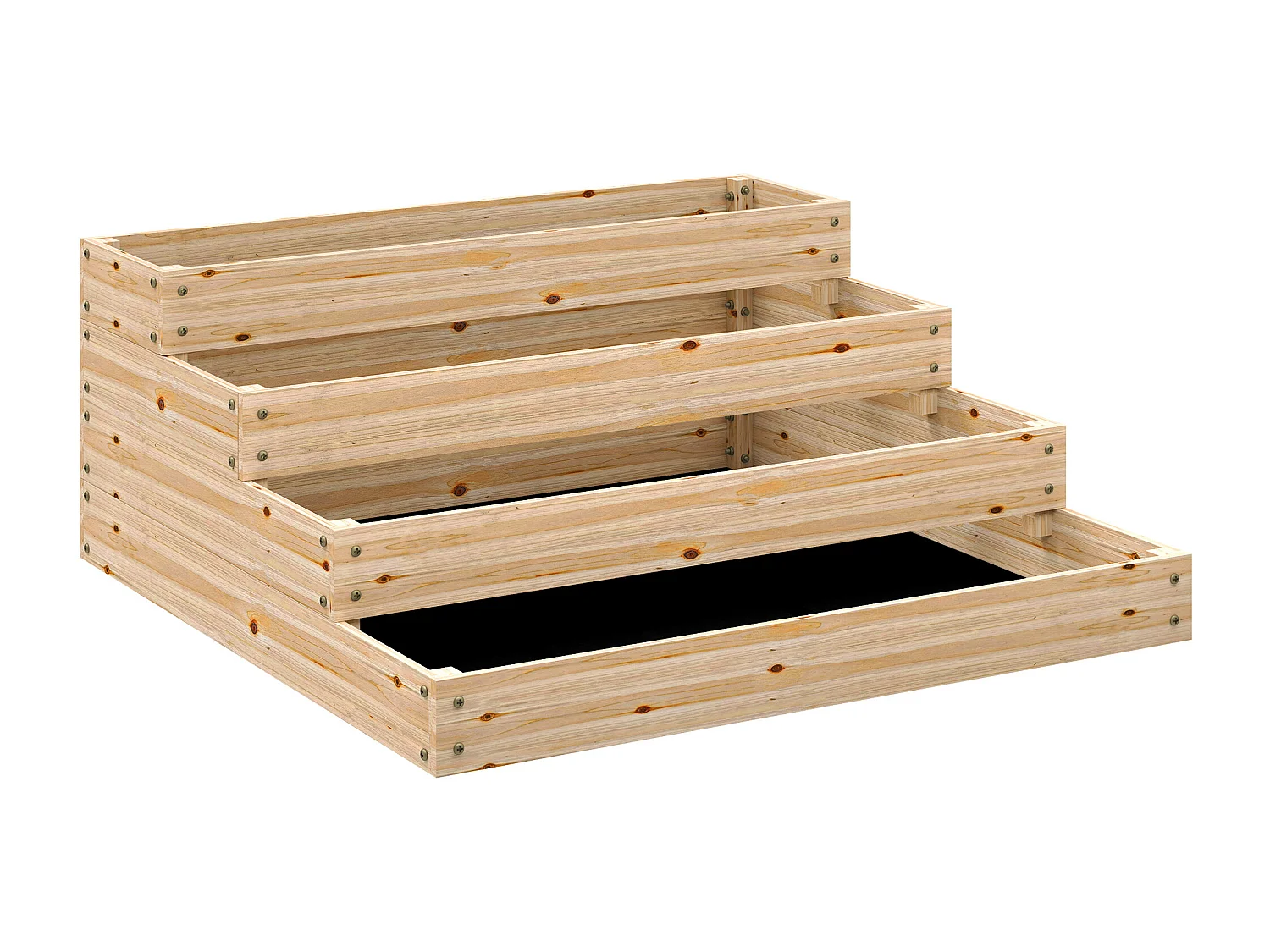 Carré potager jardinière en escalier 4 niveaux dim. 113 x 113 x 46 cm bois sapin naturel