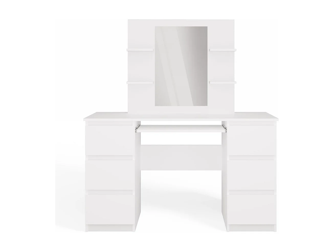 MARINA 4P + KUBA - Tocador cosmético con espejo para maquillaje - 130x51x146 cm -   BLANCO