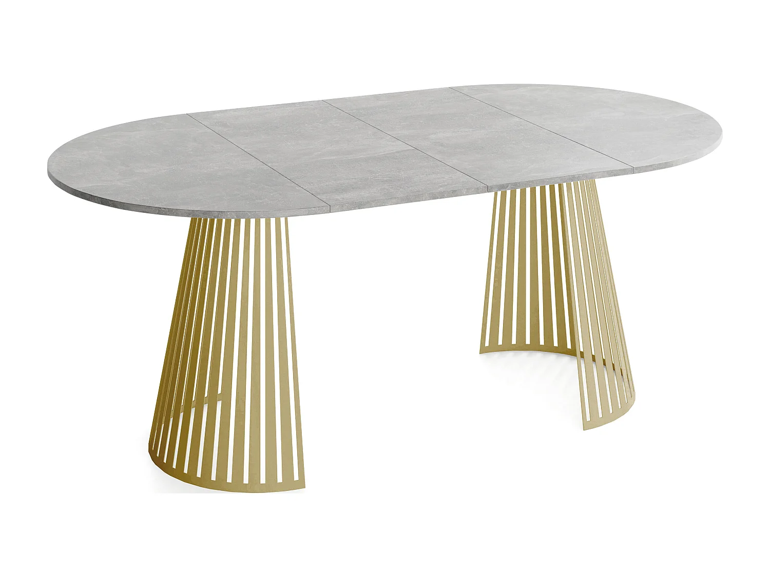 Table à Manger Ronde Extensible Style Loft – 120 cm – Design Industriel avec Pieds en Métal Doré, Gain de Place pour Salon ou Salle à Manger – Gris Béton