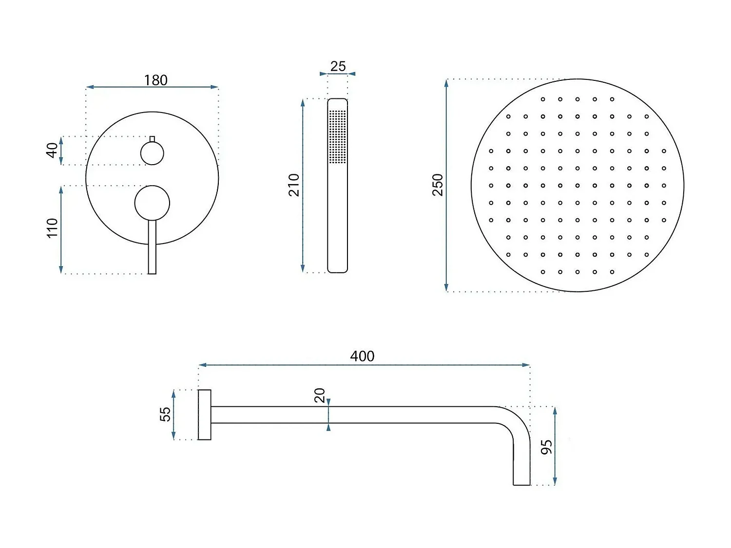 Kit De Douche Encastré Rea Foss Clif +Box Brush Nickel