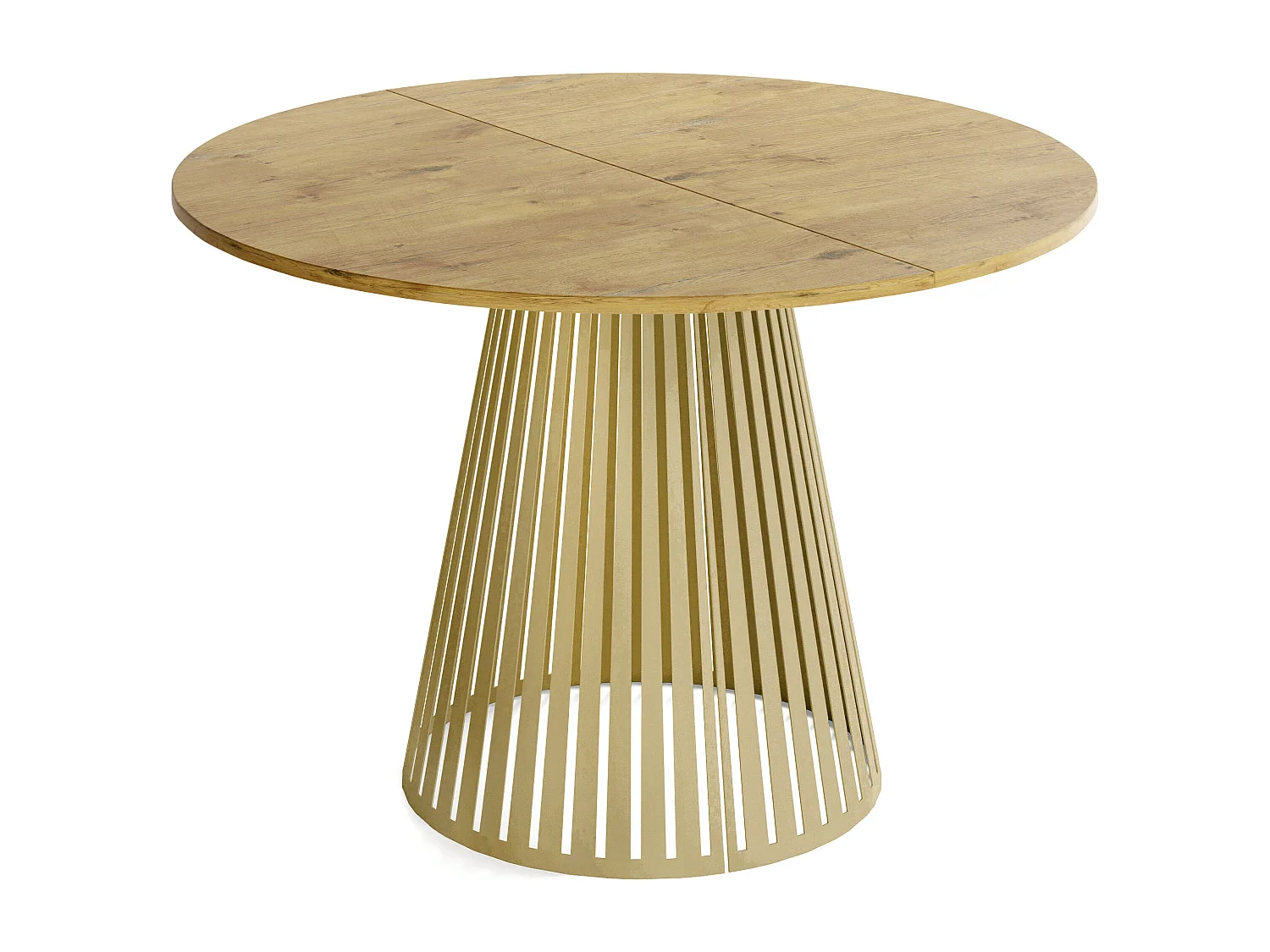 Table à Manger Ronde Extensible Style Loft – 120 cm – Design Industriel avec Pieds en Métal Doré, Gain de Place pour Salon ou Salle à Manger – Marron