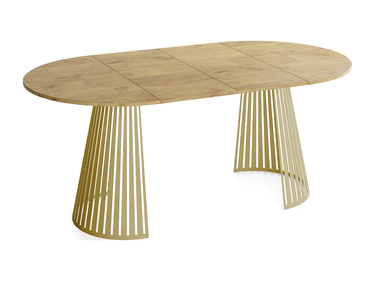 Table à Manger Ronde Extensible Style Loft – 100 cm – Design Industriel avec Pieds en Métal Doré, Gain de Place pour Salon ou Salle à Manger – Marron