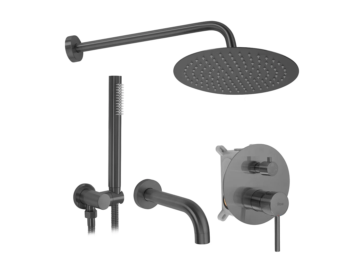 Colonne De Douche-Baignoire Encastrée Rea Lungo +Box Titanium