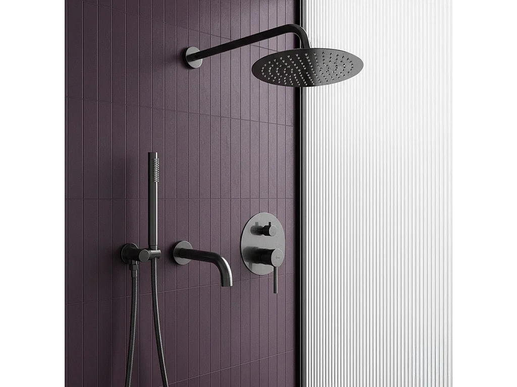 Colonne De Douche-Baignoire Encastrée Rea Lungo +Box Titanium