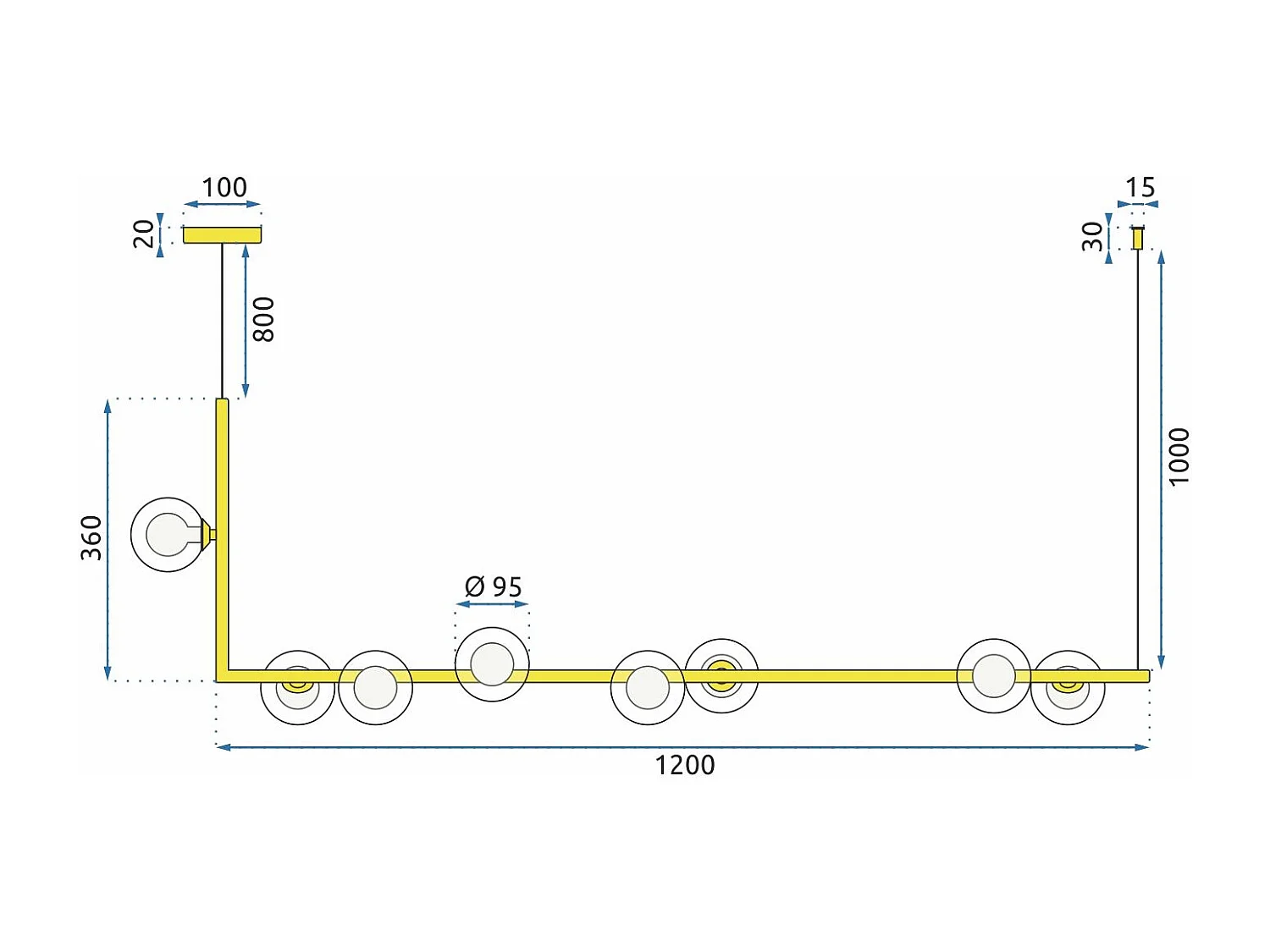 Lampe Suspendue Toolight App615-8Cp Gold