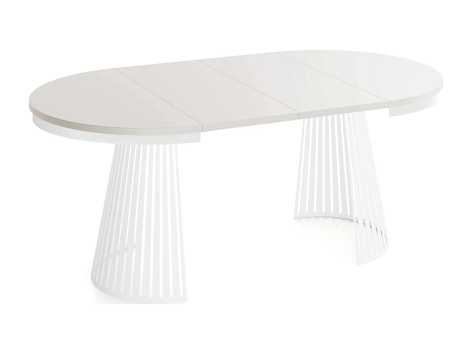 Esstisch Rund Ausziehbar mit Lamellen im Loft-Stil – 100 cm – Industrieller Tisch mit Weißen Metallbeinen, Platzsparend für Wohnzimmer Esszimmer – Beige Cashmere