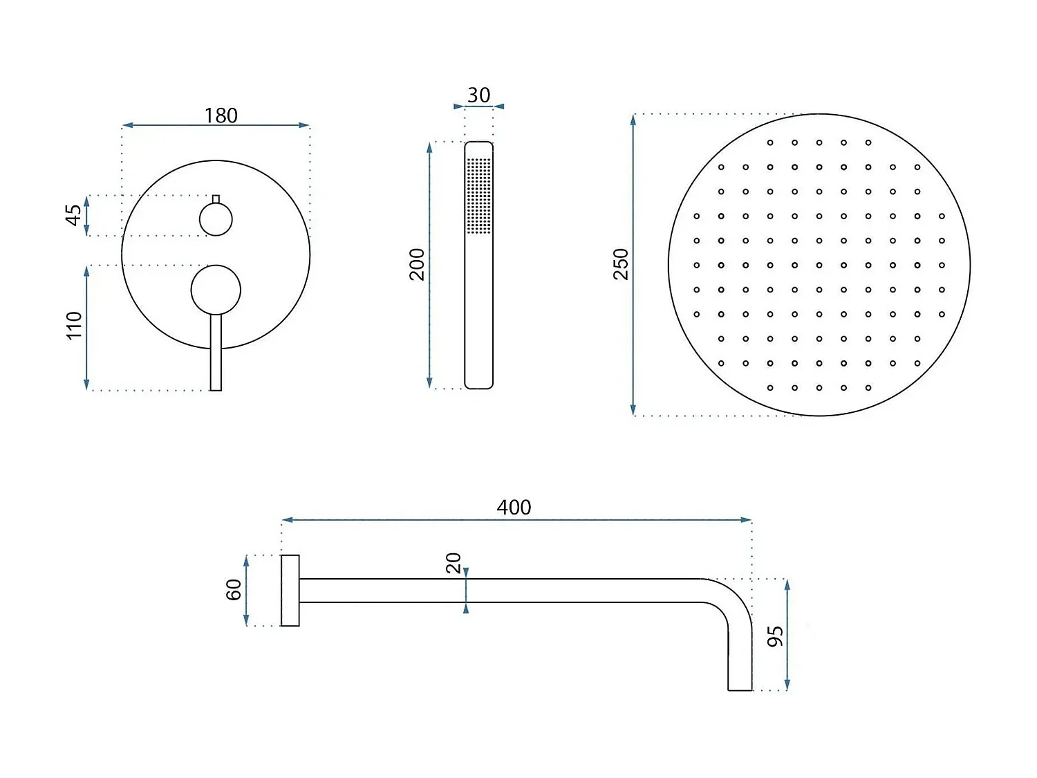 Kit De Douche Encastré Rea Argon Brush Copper