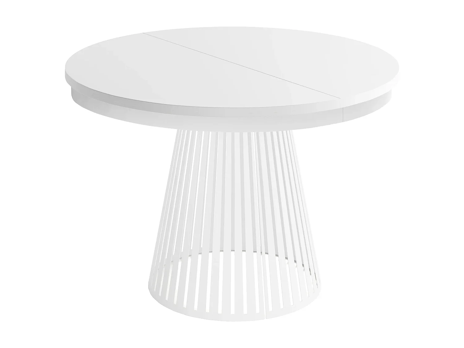 Table à Manger Ronde Extensible Style Loft – 100 à 180 cm – Design Industriel avec Pieds en Métal Blanc, Gain de Place pour Salon ou Salle à Manger – Blanc