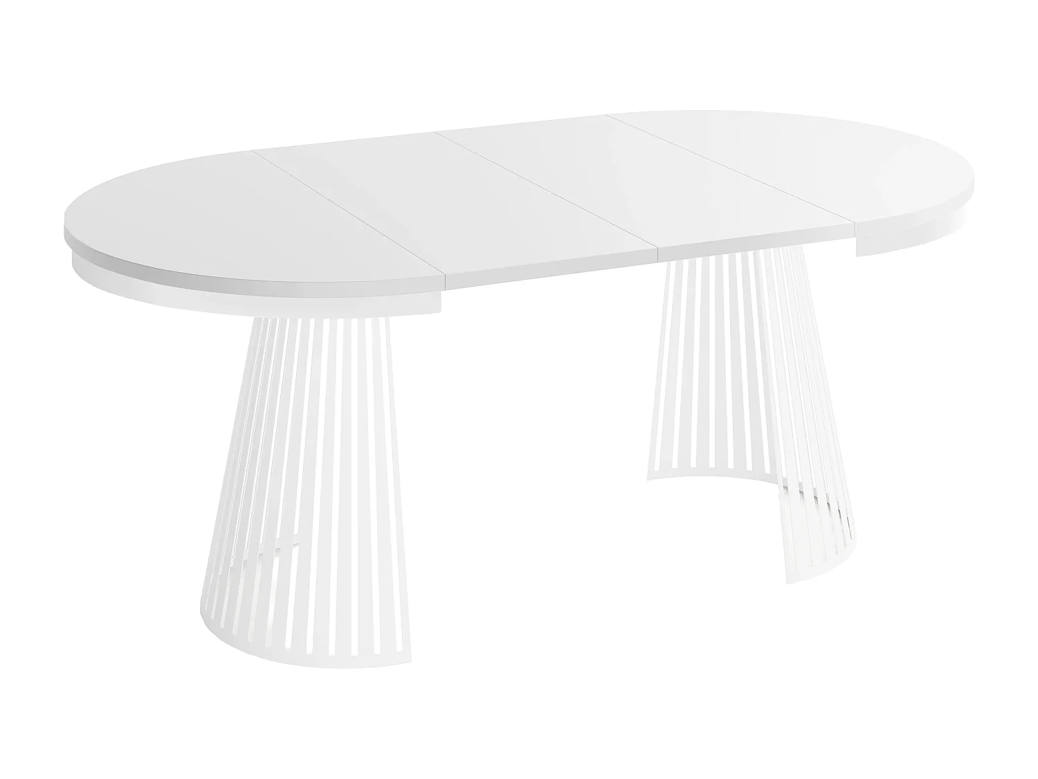 Table à Manger Ronde Extensible Style Loft – 100 à 180 cm – Design Industriel avec Pieds en Métal Blanc, Gain de Place pour Salon ou Salle à Manger – Blanc