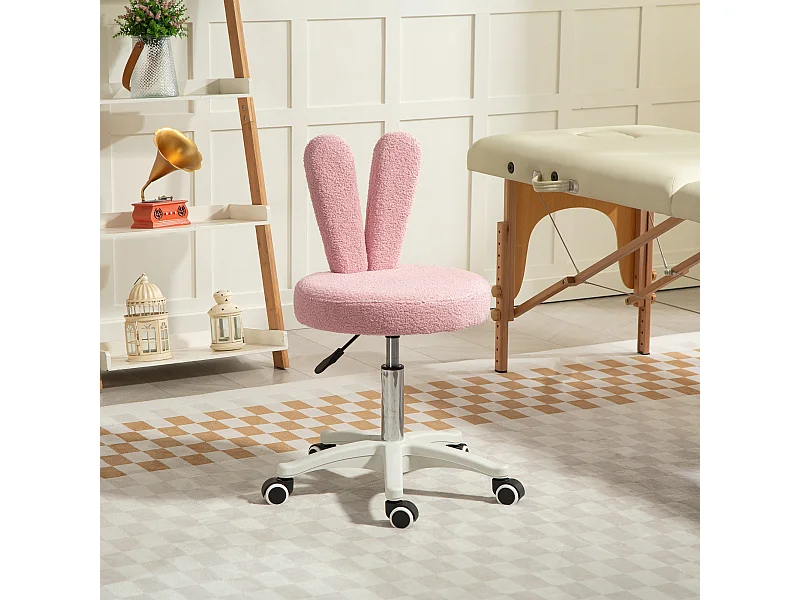 Sedia da scrivania a orecchie di coniglio regolabile in pile rosa