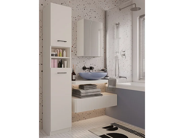 Szafka Łazienkowa Pola 1DL | Kaszmir | 40x22x60 cm | Szafka Łazienkowa z Lustrem