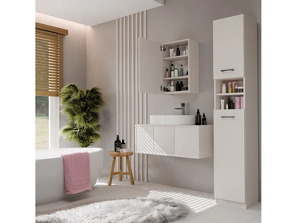 Szafka Łazienkowa Pola 1DL | Kaszmir | 40x22x60 cm | Szafka Łazienkowa z Lustrem