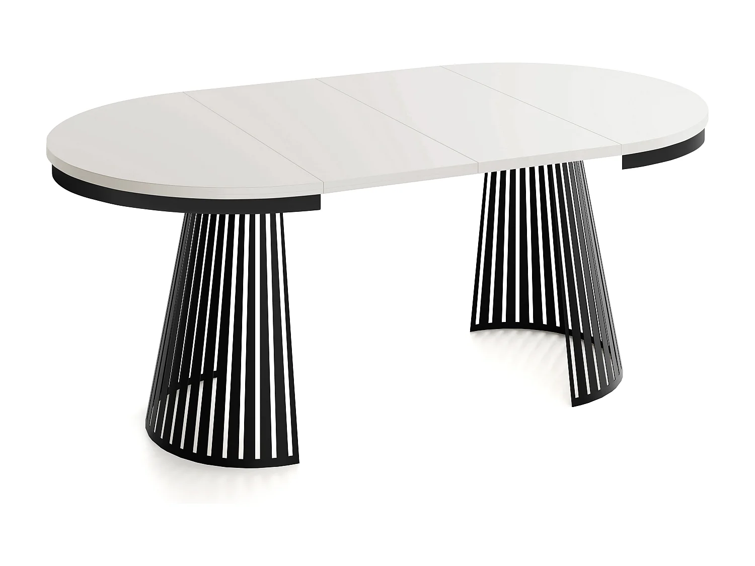 Esstisch Rund Ausziehbar mit Lamellen im Loft-Stil – 100 cm – Industrieller Tisch mit Schwarzen Metallbeinen, Platzsparend für Wohnzimmer Esszimmer – Beige Kaschmir