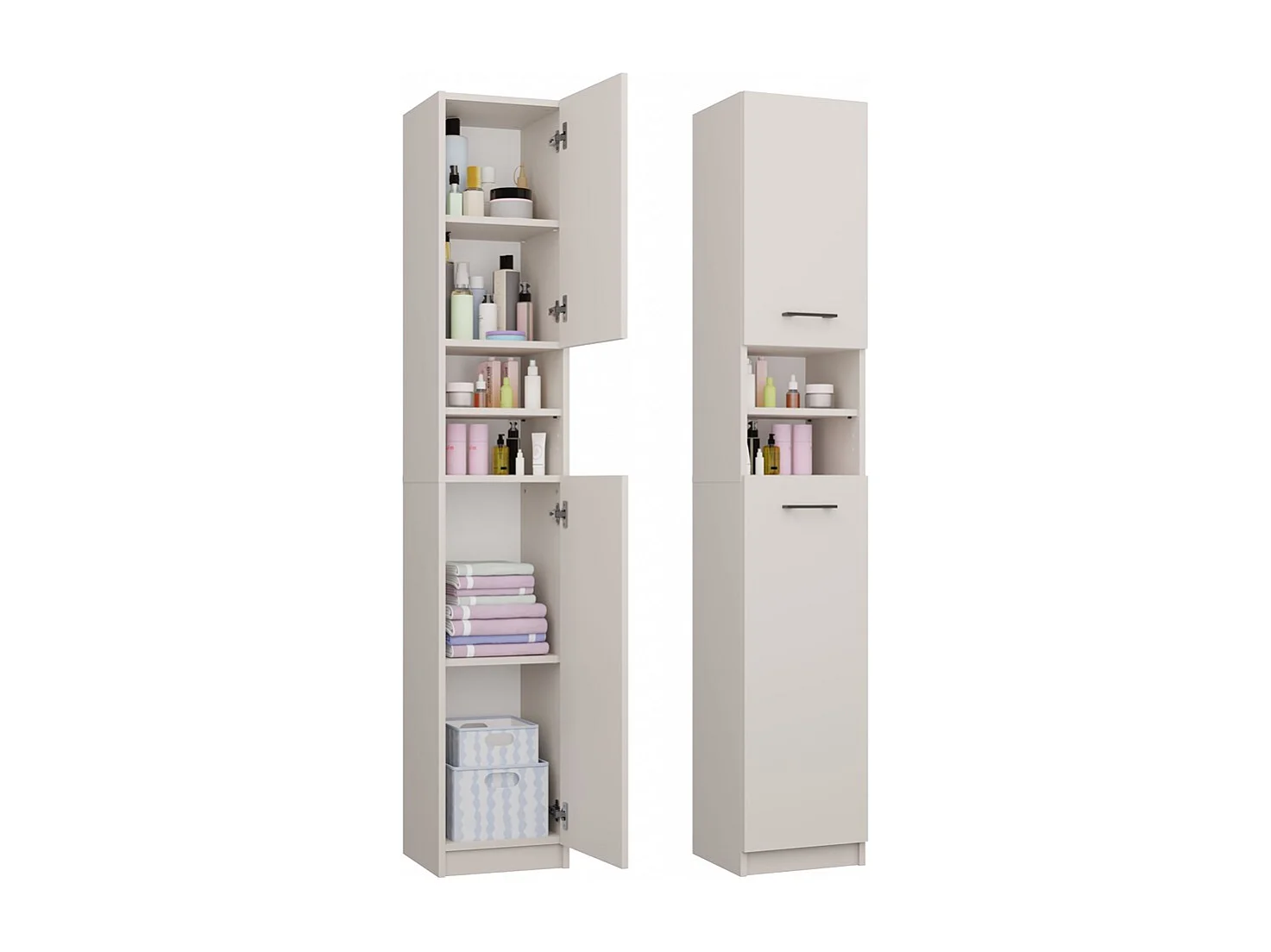 Słupek Łazienkowy MARBELA | Kaszmir | 32x30x180 cm | Nowoczesny Regał