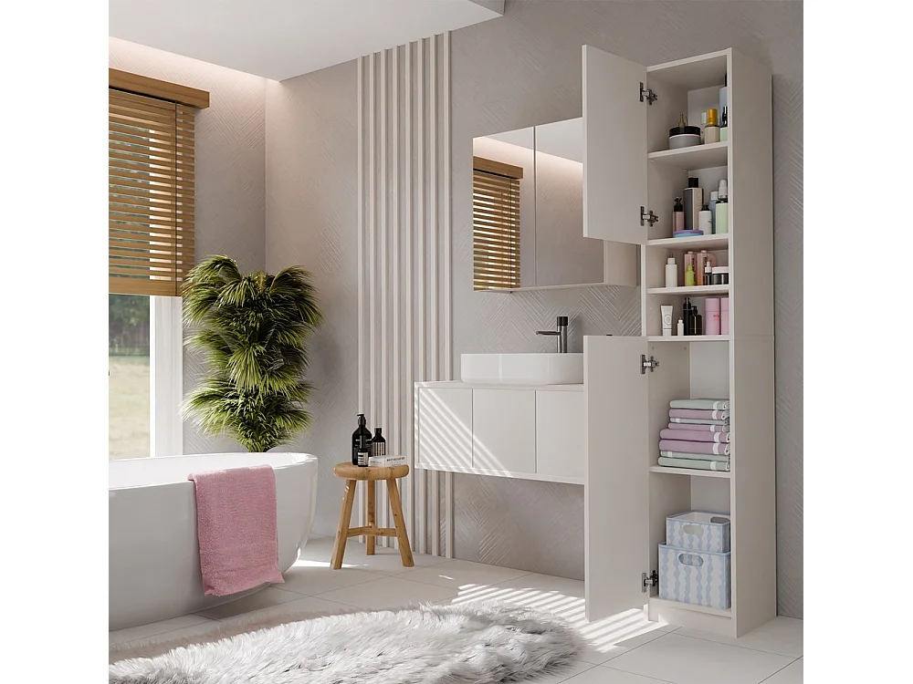 Słupek Łazienkowy MARBELA | Kaszmir | 32x30x180 cm | Nowoczesny Regał