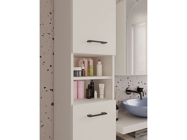 Słupek Łazienkowy MARBELA | Kaszmir | 32x30x180 cm | Nowoczesny Regał