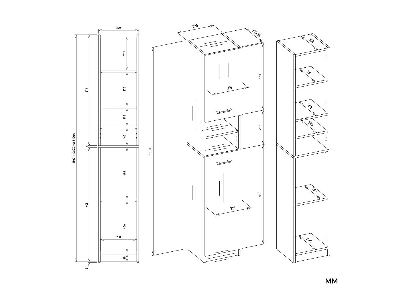 Słupek Łazienkowy MARBELA | Kaszmir | 32x30x180 cm | Nowoczesny Regał
