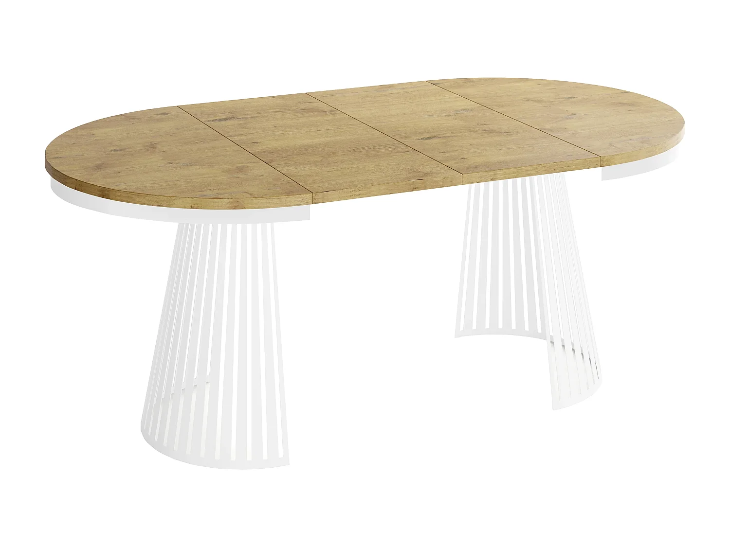 Table à Manger Ronde Extensible Style Loft – 100 à 180 cm – Design Industriel avec Pieds en Métal Blanc, Gain de Place pour Salon ou Salle à Manger – Marron