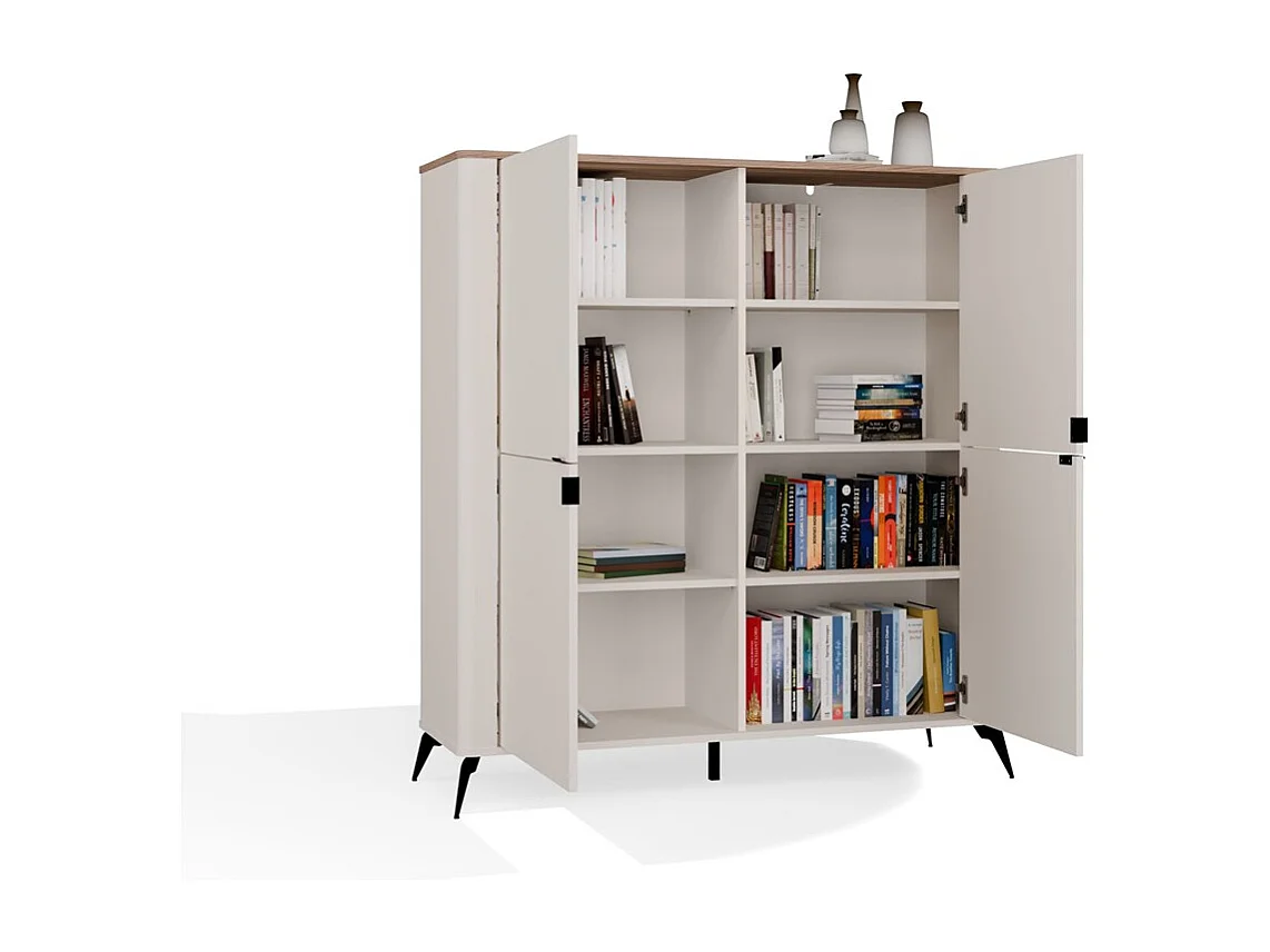 Komoda CORDOBA 4D | Kaszmir Dąb Castello | 125x43x135 cm | 8 Półek Salon