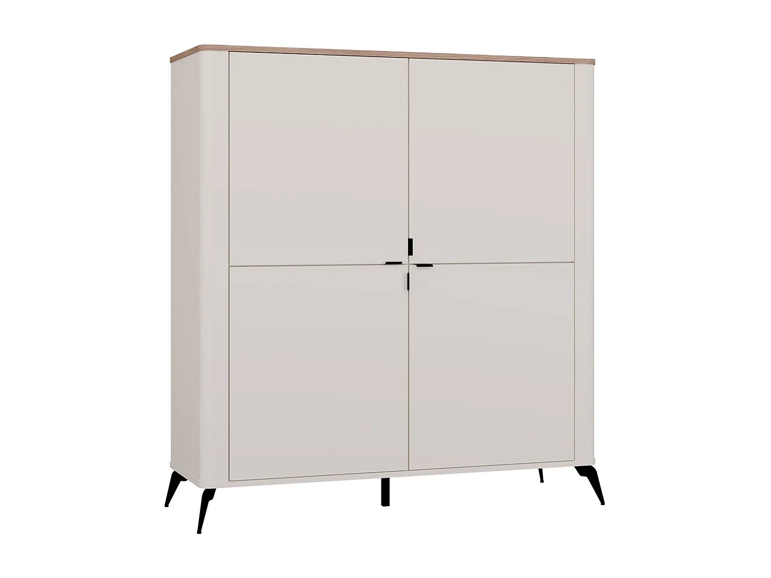 Cordoba 4D Commode - 4 portes 8 étagères - 43x125x135 cm - Cachemire Beige / Chêne Castello