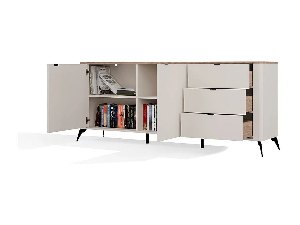 Komoda Cordoba 2D3S |  Kaszmir Dąb Castello | 183x43x75 cm | Cichy domyk, Szuflady