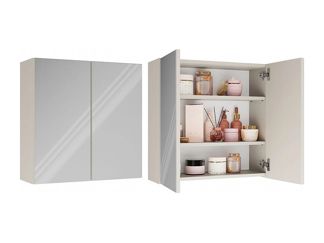 Szafka Łazienkowa POLA 2DL | 60x22x60 cm | Kaszmir | Szafka Łazienkowa Wisząca z Lustrem