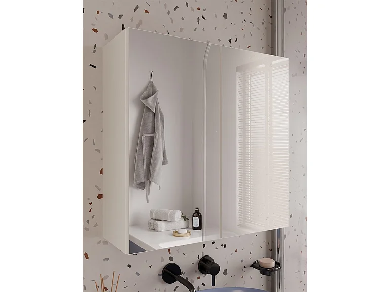 Szafka Łazienkowa POLA 2DL | 60x22x60 cm | Kaszmir | Szafka Łazienkowa Wisząca z Lustrem